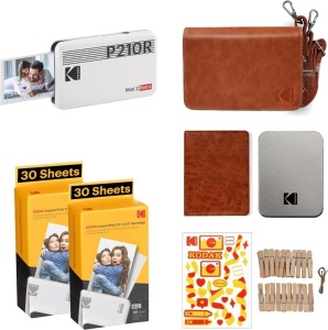 KODAK Mini 2 Retro 4PASS Portable Photo Printer (2.1x3.4 inches) Initial 8 Sheets + 60 Sheets + Gift Bundle, White