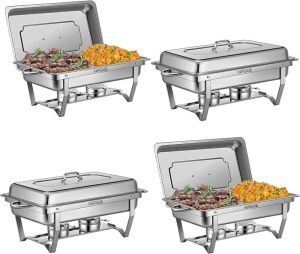  Stainless Steel Chafing Dish Buffet Set 8 QT, 4 Pack 