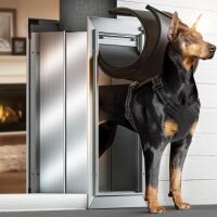 Large Heavy Duty Aluminum Frame Pet Door,&nbsp;Double Magnetic Flaps, Extra Wide Telescoping Tunnel for Wall