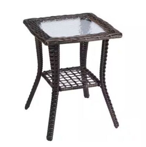 Karl Home All Weather Brown Wicker 22 in. Outdoor Side Table&nbsp;