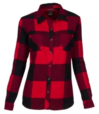 Natural Reflections Long-Sleeve Flannel Shirt for Ladies, Red/Black Buffalo, XL - New