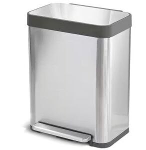 13.2 Gal. Soft-Close, Smudge Resistant Trash Can with Foot Pedal and Built in Filter- Stainless Steel 