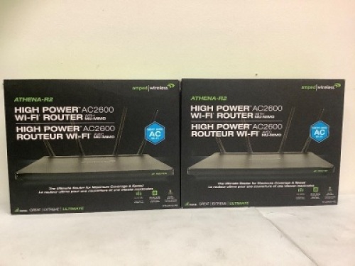 Lot of (2) Amped Wireless Athena-R2 High Power Wi-Fi Router, E-Comm Return