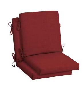 Arden Selections 18 in. x 16.5 in. Mid Back Outdoor Dining Chair Cushion in Ruby Red Leala, 2 Pack  