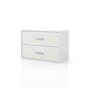 Quincy 15.74 in. Tall Stackable White Engineered Wood 2-Drawers Cabinet  