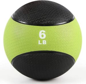 RitFit 6lb Weighted Medicine Ball, Non-Slip Rubber Shell & Dual Texture Grip