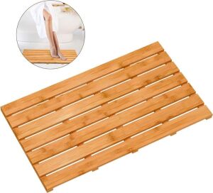 Bamboo Wooden Bath Floor Mat 31.3" x 18.1" x 1.5" 