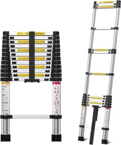 12.5FT Telescoping Aluminum Extension Ladder 