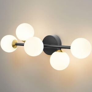  5-Light Black and Gold LED Bathroom Light Fixture