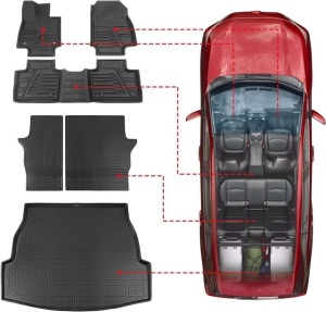 XIPOO CARGO MAT FOR 2019-2024 TOYOTA RAV4 TRUNK MAT FLOOR MAT BACKREST MAT