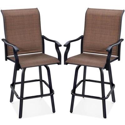 Set of 2 Swivel Barstools w/ 360 Rotation, All-Weather Mesh