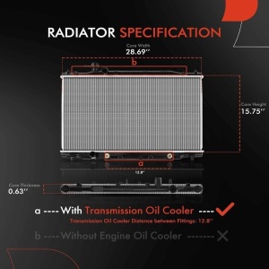 A-Premium Engine Coolant Radiator Assembly with Transmission Oil Cooler Compatible with Honda CR-V CRV 2007 2008 2009, L4 2.4.L, Automatic Transmission