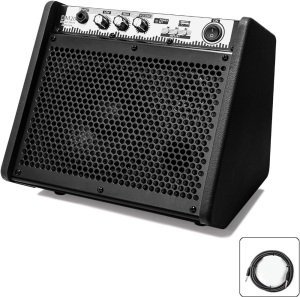 Coolmusic DM20 20W Bluetooth Personal Monitor Amplifier Electric Drum Amplifier Speaker,Keyboard Speaker with USB Interface(Including E-Drum Noise-Reduction Cable)