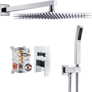 Cobbe Shower System 12" Rainfall Shower Head with Handheld, Rough-in Valve Body and Trim Included - New  