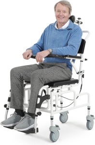 OasisSpace Personal Mobility Assist Bedside Commode Toilet Chair, Tilt Shower Commode Wheelchair, 4-in-1 Shampoo Chair 30° Reclining and Headrest, Adjustable Transport Rolling Chair(FSA HSA Eligible)