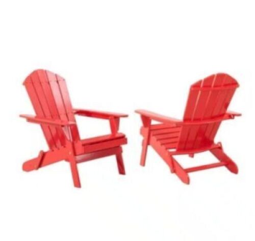 Hampton Bay Ruby Folding Wood Patio Adirondack Chair, Set of 2&nbsp;&nbsp;