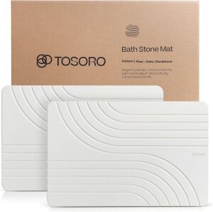  TOSORO Diatomaceous Earth Non-Slip Stone Shower Mat, 23.5 x 15, 2 pc 