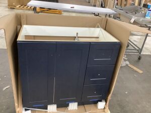 Glacier Bay Bannister 37 in. W x 19 in. D x 35 in. H Single Sink Bath Vanity in Deep Blue - No Top