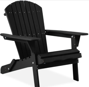 Folding Wooden Adirondack Chair, Accent Furniture w/ Natural Woodgrain