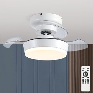 Low Profile Ceiling Fan with Lights, 24" Small Retractable Blades