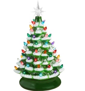 Pre-Lit Ceramic Tabletop Christmas Tree with Lights- 15in