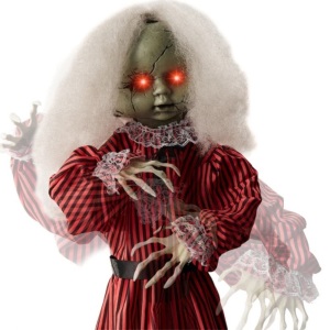 Haunted Holly Animatronic Roaming Doll Halloween Decoration w/ Light-Up Eyes