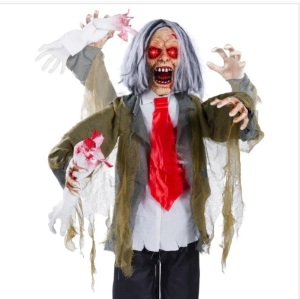 Rotten Ronnie Standing Animatronic Zombie Halloween Prop - 5ft