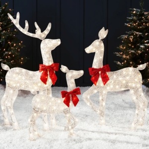 3-Piece Lighted 2D Christmas Deer Set Outdoor Decor w/ 175 LED Lights - 4ft