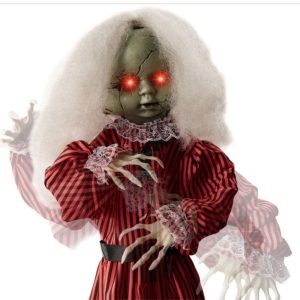 Haunted Holly Animatronic Roaming Doll Halloween Decoration w/ Light-Up Eyes