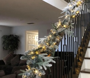 Carroll 9 Foot Pre-Lit Flocked Garland