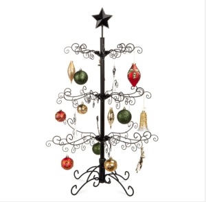 Wrought Iron Christmas Tree Ornament Display w/ Easy Assembly, Stand - 3ft