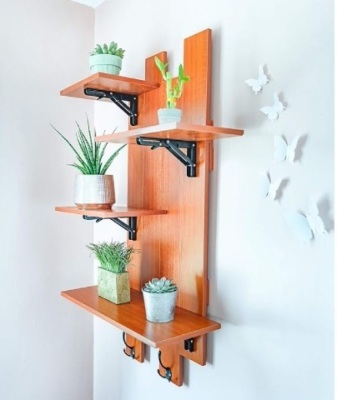 Joy Leaf Wall Shelf- 4 Tier Staggered Floating Wall Shelf/Organizer