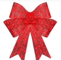 Pre-Lit Large Christmas Bow Decoration, Holiday Decor w/ 8 Functions - 48in&nbsp;