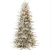 Pre-Lit Flocked Artificial Aspen Noble Fir Christmas Tree w/ Metal Stand 7.5ft