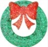 Pre-Lit Outdoor Christmas Wreath, LED Metal Holiday Decor w/ Bow - 36in