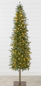 Pre-Lit Artificial Alpine Slim Pencil Christmas Tree w/ LED Lights, Stand 6ft