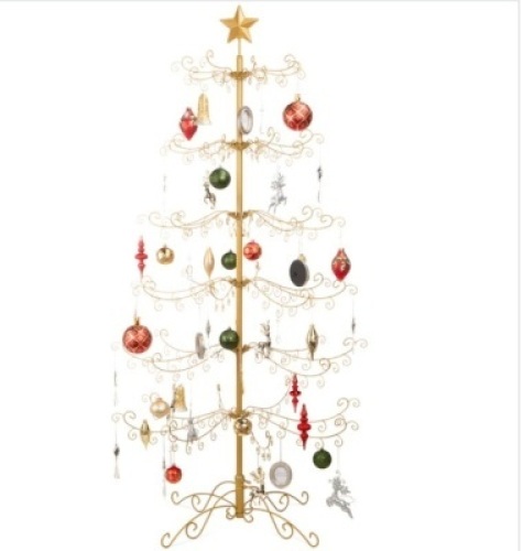 Wrought Iron Christmas Tree Ornament Display w/ Easy Assembly, Stand - 6ft