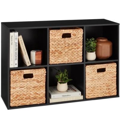 6-Cube Bookshelf, 11in Storage Display w/ Removable Panels, Customizable