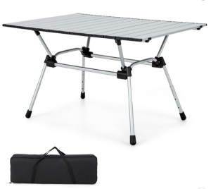 Costway Heavy-Duty Aluminum Camping Table, Folding Outdoor Picnic Table with Carrying Bag