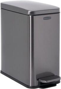 Rubbermaid Stainless Steel Slim Step-On Trash Can, 2.6-Gallon