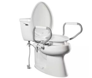 BEMIS Assurance Raised 3" Elongated Premium Plastic Closed Front Toilet Seat in White with Support Arms and Bidet 