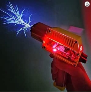 WOWNOVA Solid State Tesla Coil Gun Handheld Artificial Lightning Toy, Wireless & Rechargeable Arc Plasma Experiment Science Toy Model