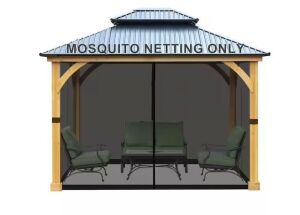 10 ft. x 12 ft. Universal Replacement Mosquito Netting for Patio Gazebos with Zippers  