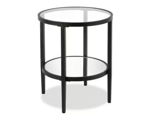 Meyer&Cross Hera 20 in. Blackened Bronze Round Glass Top End Table