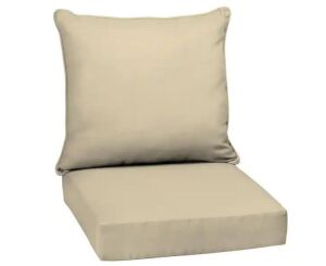 Arden Selections 24 in. x 24 in. 2-Piece Deep Seating Outdoor Lounge Chair Cushion in Tan Leala