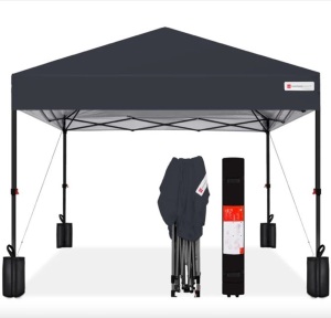 One-Person Setup Instant Pop Up Canopy w/ Case, 4 Weight Bags - 10x10ft missing stakes