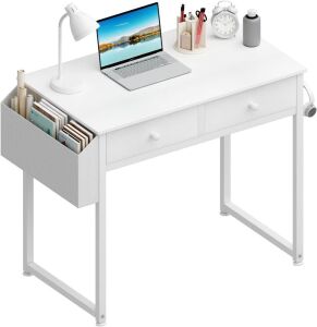 Lufeiya Small White Desk with Drawers 31" 