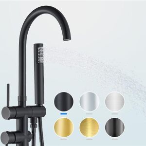 Freestanding Bathtub Faucet Floor Mount Tub Filler Matte Black