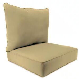 Sunbrella 24" x 24" Heather Beige Solid Rectangular Boxed Edge Outdoor Deep Seating Chair Seat and Back Cushion Set 