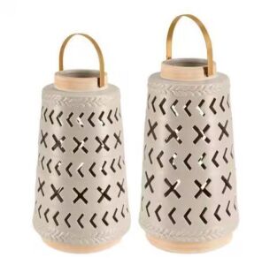 Hampton Bay Modern Ceramic Lantern, Set of 2 